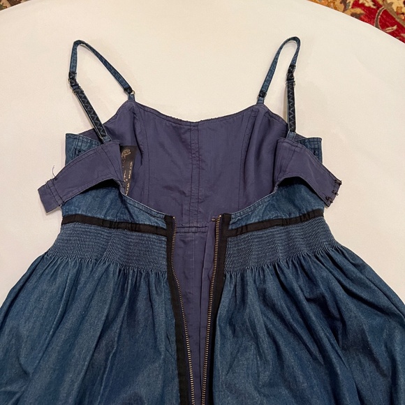 Free People New Romantics Denim Dress Sz 8 - Picture 10 of 15
